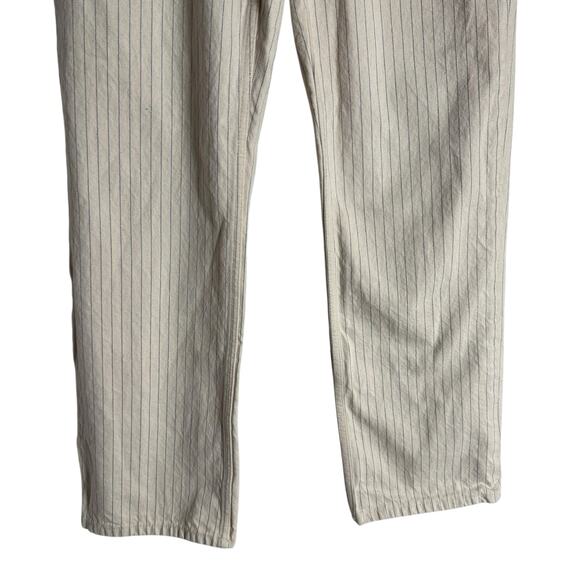 Zara Cream Blue Pinstripe High Rise Straight Leg Denim Jeans Preppy Size 8 - Picture 4 of 8